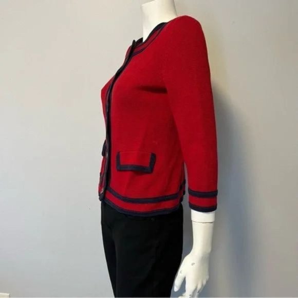 Vintage Talbots Red Knitted sweater jacket /cardigan size XS - Picture 3 of 8